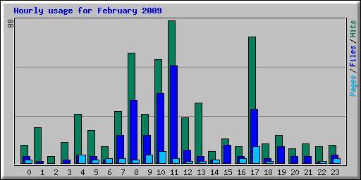 Hourly usage for February 2009