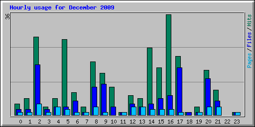 Hourly usage for December 2009
