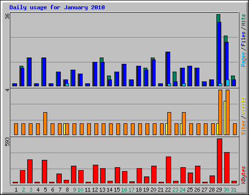 Daily usage for January 2010