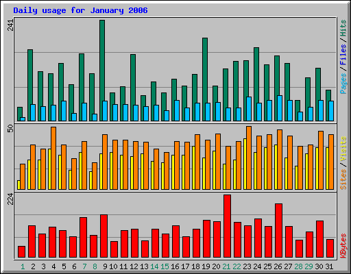 Daily usage for January 2006