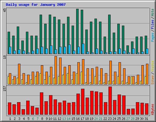 Daily usage for January 2007