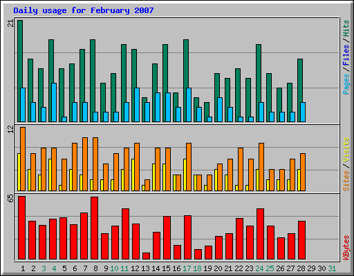 Daily usage for February 2007