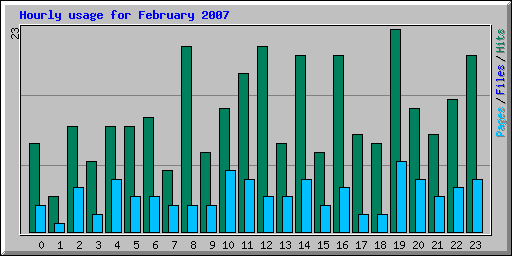 Hourly usage for February 2007