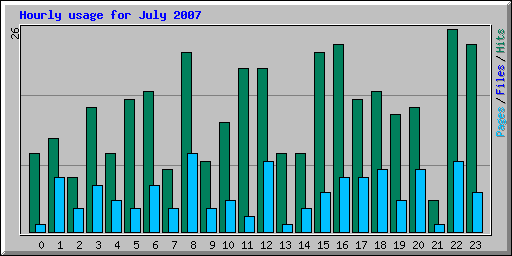 Hourly usage for July 2007