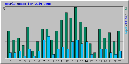 Hourly usage for July 2008